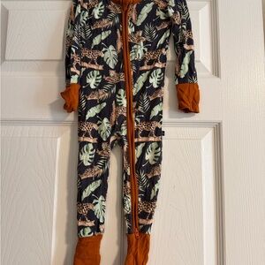 Leopard Leaf Print Kids Footie